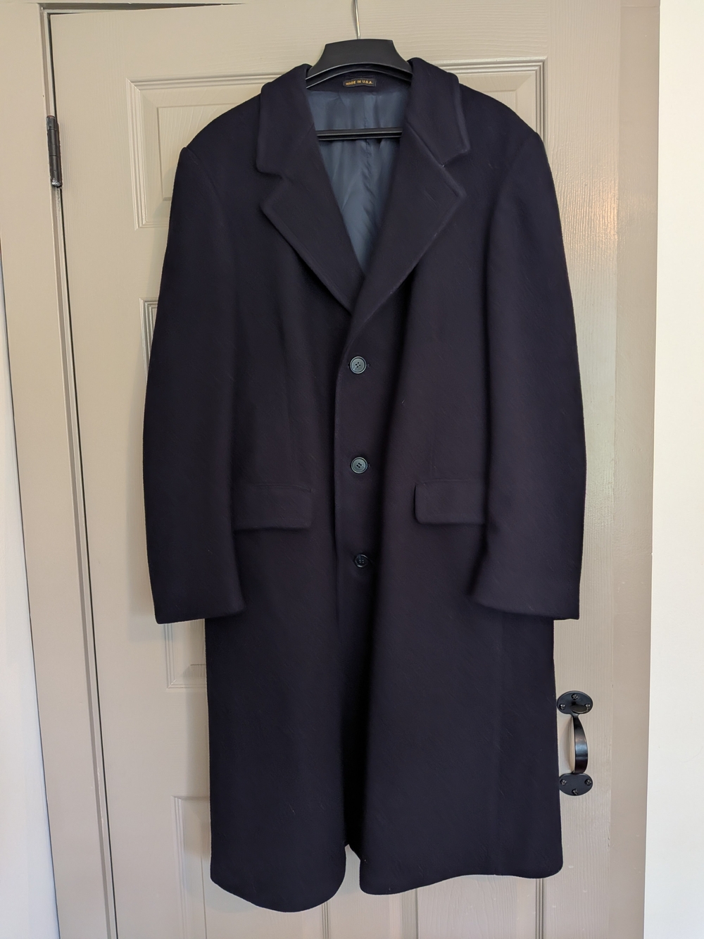 Vintage Wool Overcoat Men's Navy Wool Classic Longline Old money Luxury Winter